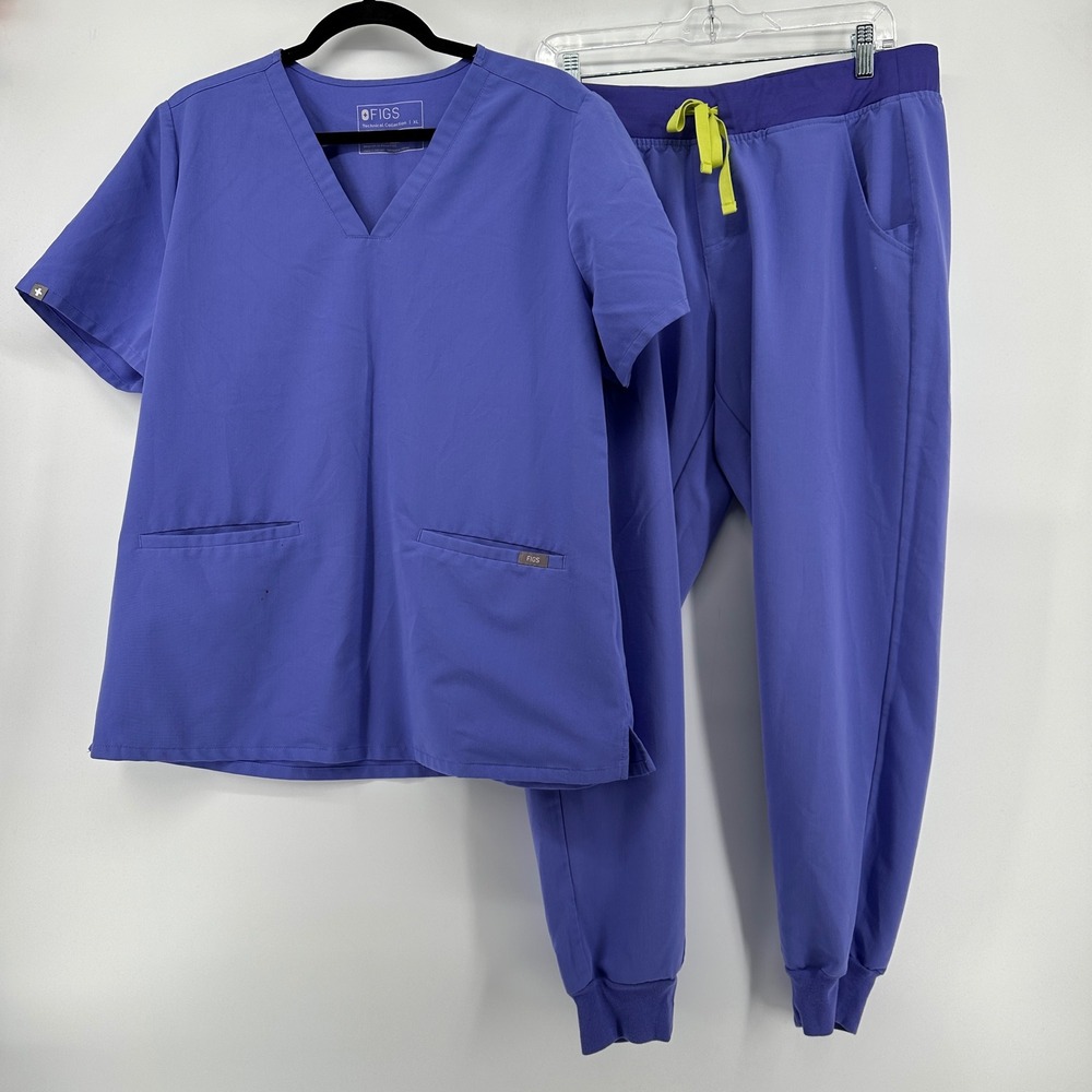 Figs Technical Collection Purple Scrub Set V-Neck Top XL Jogger Pants L
